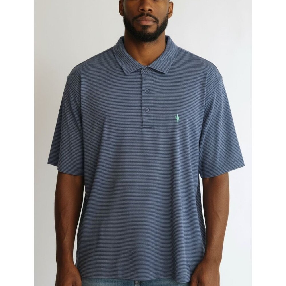 Jim Nantz By Vineyard Vines Mens XL Blue Striped Polo Shirt Pima Cotton Blend